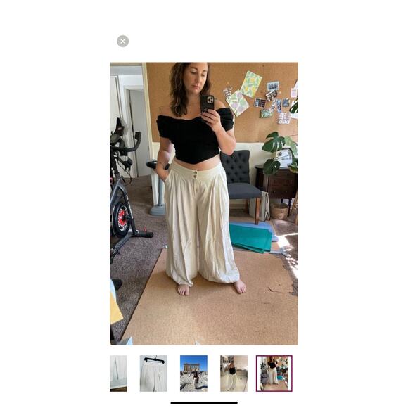 SPLENDID Beige Off-White Pull On Wide-Leg Delancey Trousers Pants Size XS - Picture 10 of 12